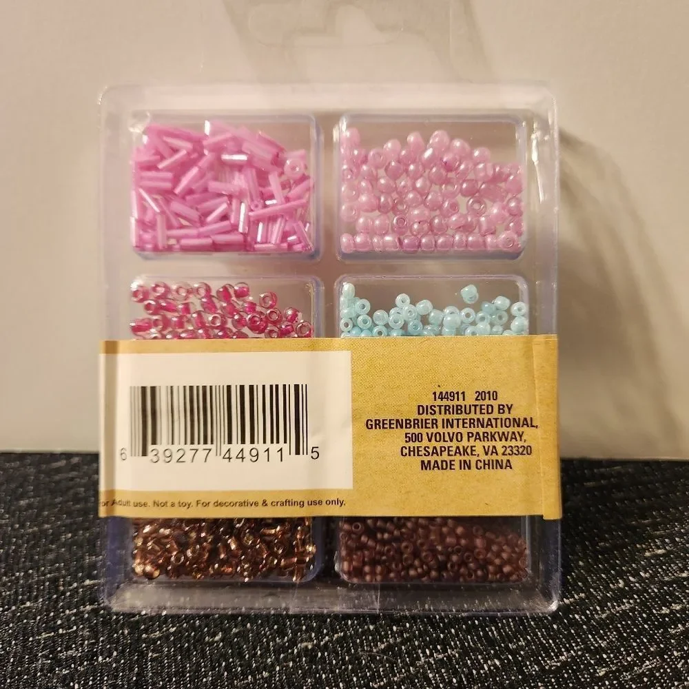 Glass Beads Crafters Square Pinks, blues, purplish colors Sealed